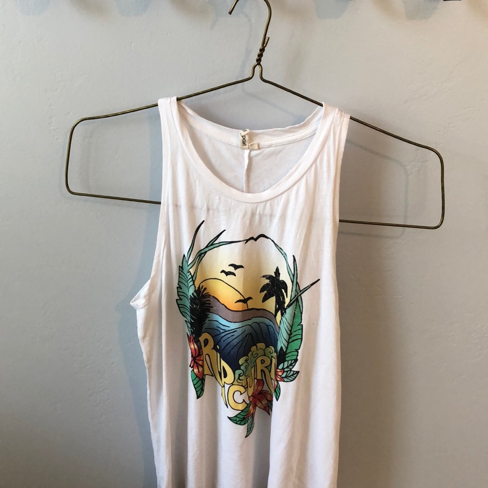 Graphic white tank top